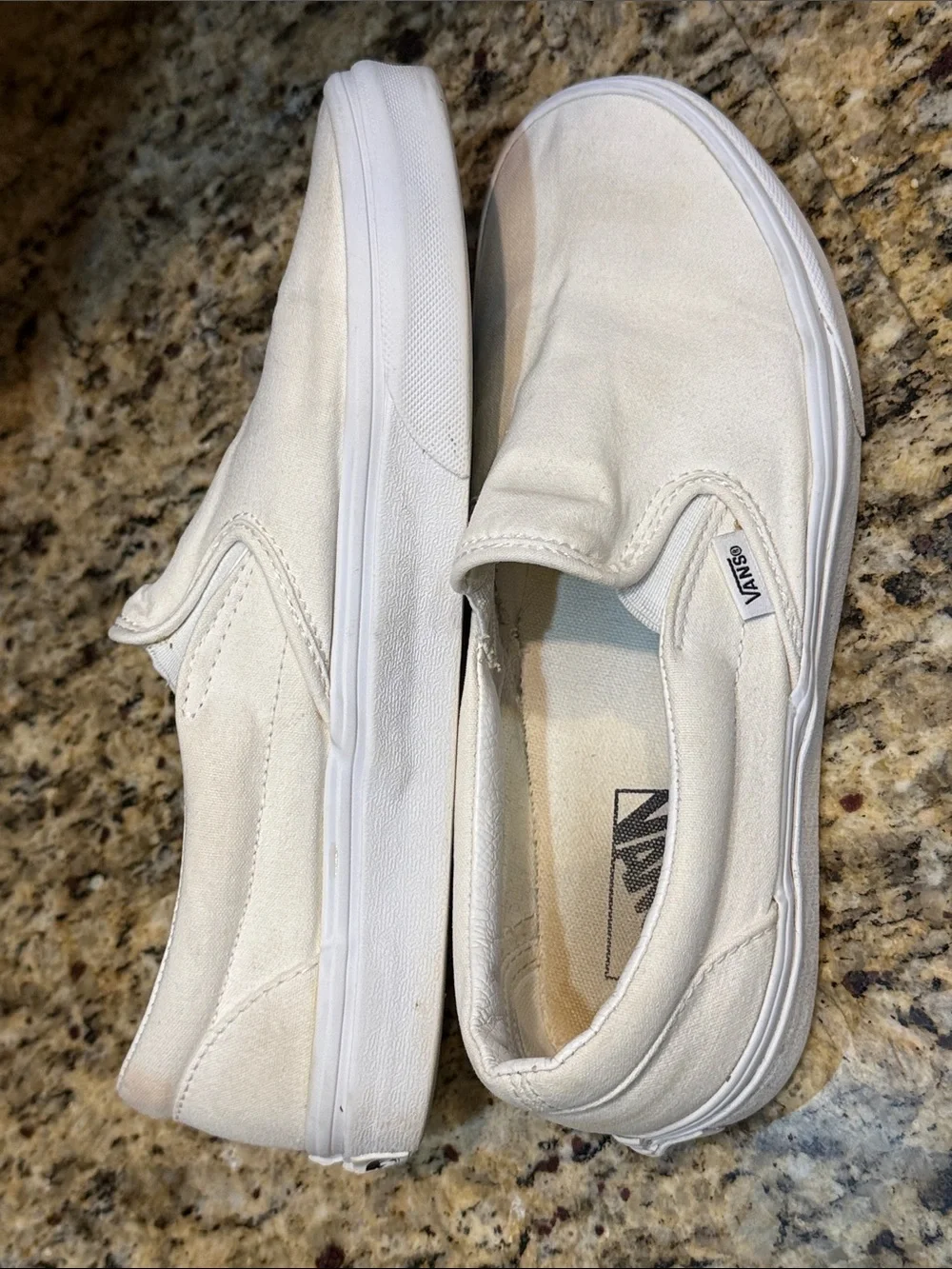 Vans White Slip-On Canvas Sneakers women’s size 10 men’s size 8.5